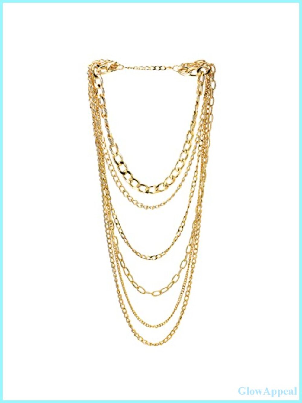 Statement Necklace Waterfall Multi-Strand Curb Rolo Chains Punk Rock Light